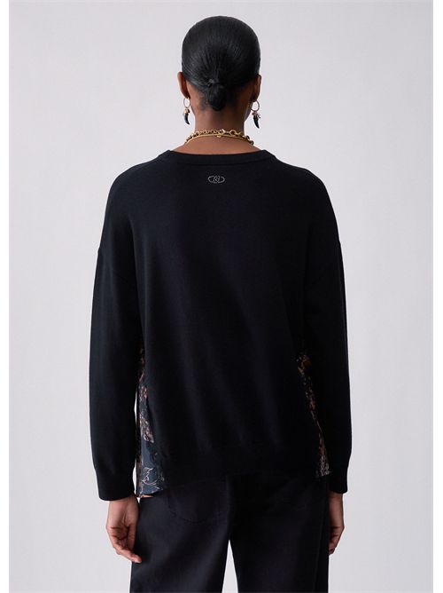 Maglia con inserti in raso LIU JO | WF6290MA16R/L9519